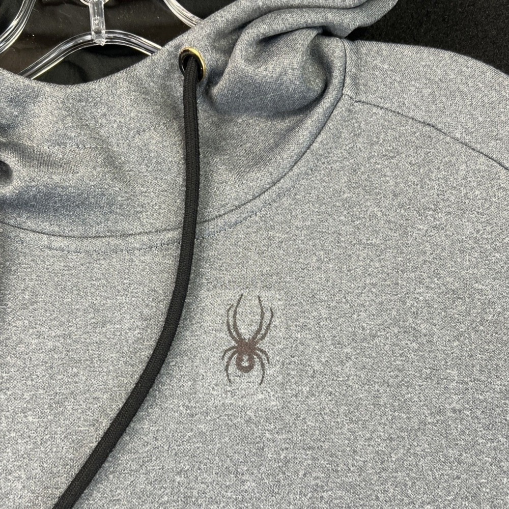 Spyder Active Pullover Hoodie Gray Mens Large Tech Fleece Sport Sweatshirt